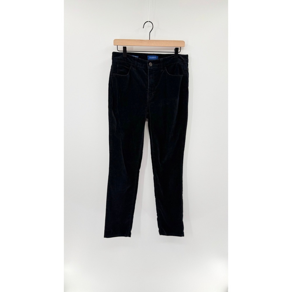 Talbots Size 6 Corduroy Texture Pants High Waist Straight Leg Black Classic